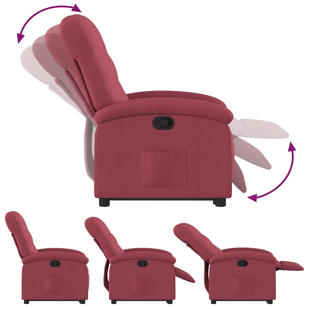 Recliner Chair with Rising Function Burgundy Fabric
