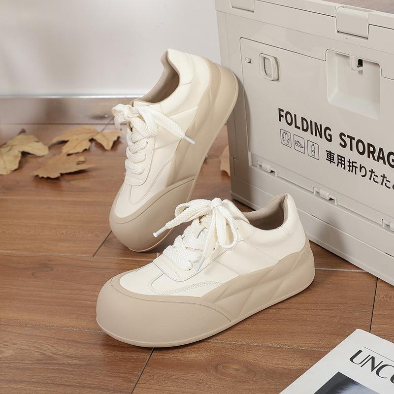 Ugly Cute Big Head Shoes Women 2025 Chinese New Year Korean Version Casual and Comfortable Sports Fluffy Muffin Platform Bread Little White Shoes Wome
