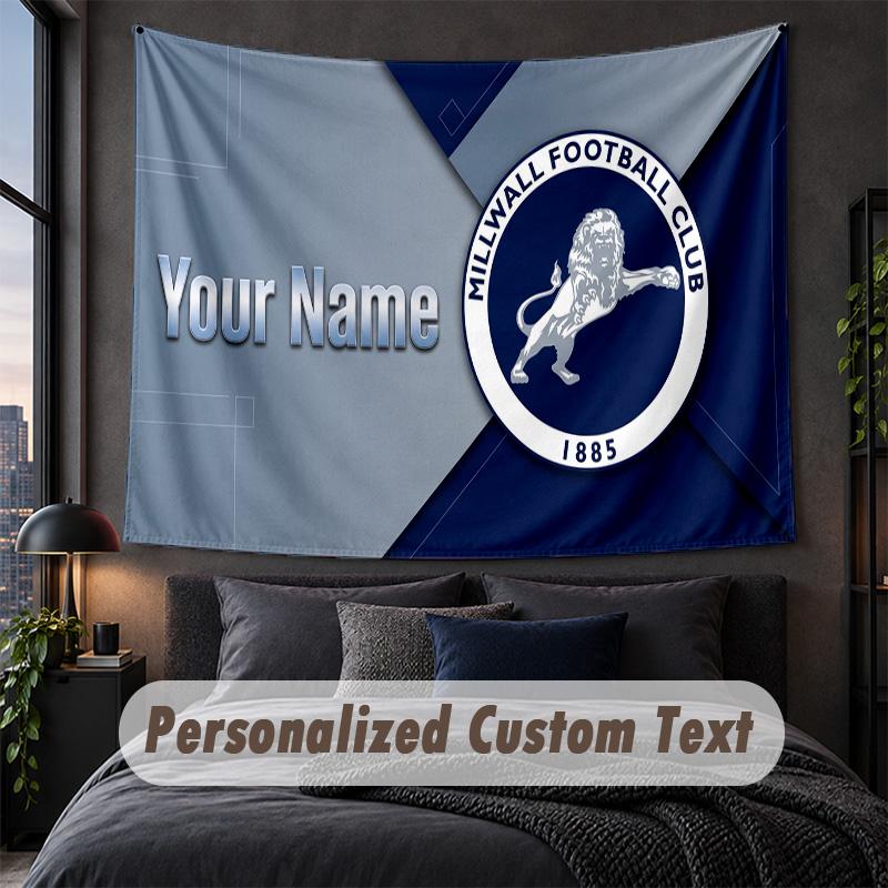 Benutzerdefinierte Namens-Text-Wandteppich, Millwall FC Dekorative Wandbehang, Hintergrund-Wandteppich Für Zuhause Schlafzimmer