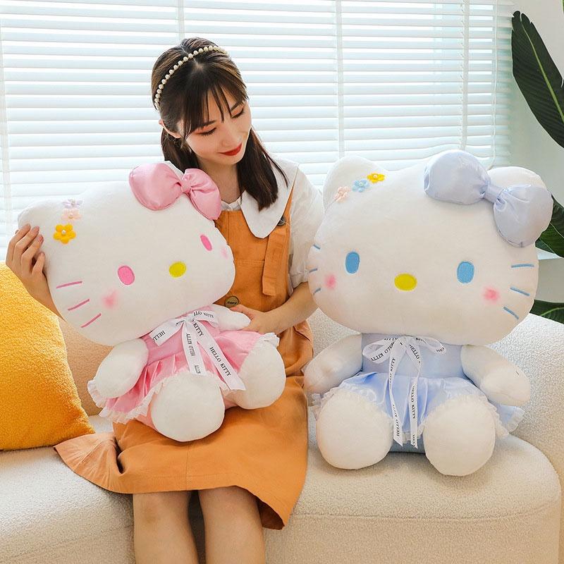 Cute Flower Kt Cat Plush Doll Wholesale Stuffed Toy Katie Cat Doll Collectible Gift