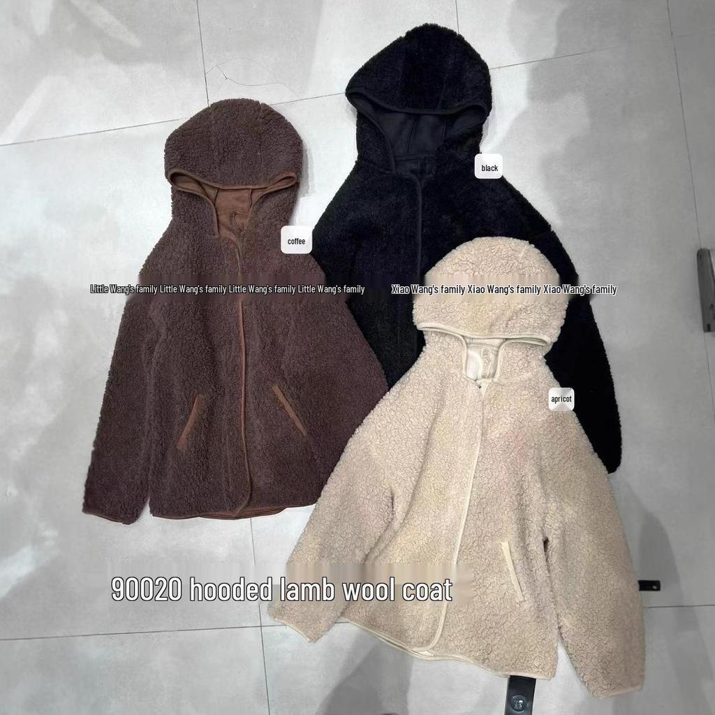 Xiao Wang's 90020 Korean Style Plus Size Winter Lamb Wool Hooded Coat