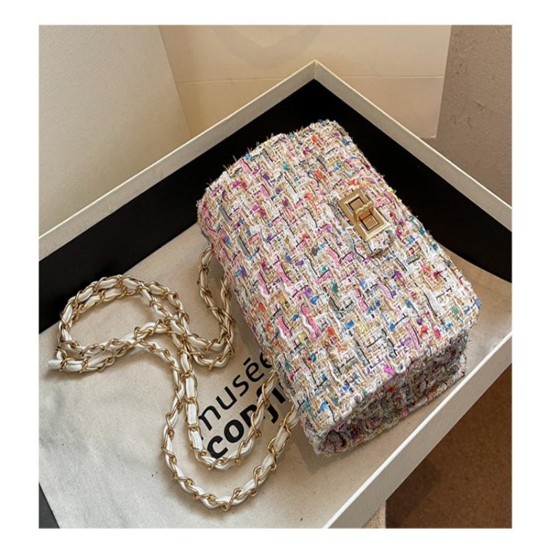 1Pc Xiaoxiangfeng Woolen Bag Women's Bag New Trendy Popular Korean Version Fashion Versatile Chain Single Shoulder Messenger Bag
