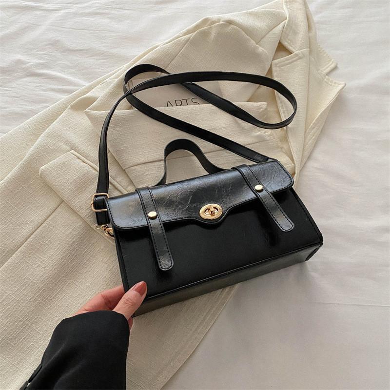 Chic Retro Black And Brown Pu Crossbody Bag For Women With Stylish Small Design чёрный