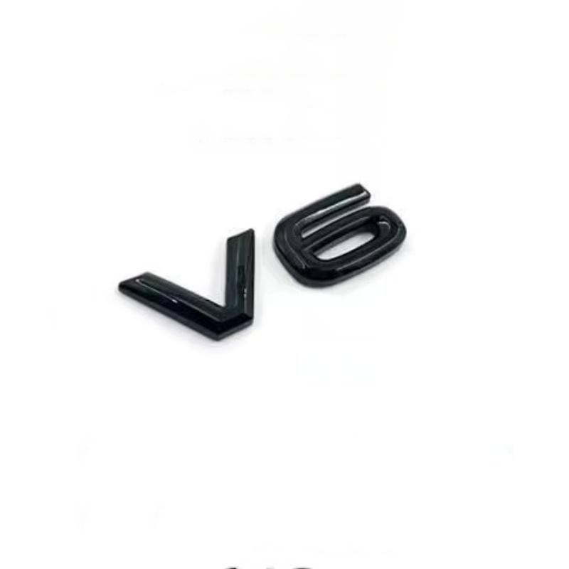 1pc 3D ABS Chrome Black Logo V6 Car Sticker Fender Trunk Emblem Badge For Volkswagen VW Touareg CC Arteon Golf R32 Accessories