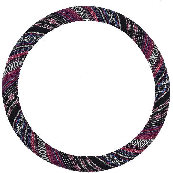 CAR PASS Boho Steering Wheel Cover, Ethnic Flax Cloth Universal Steering Wheel Cover,Anti-Slip Design, Fit 14.5-15 inches for Vehicles,Cars,SUV,Vans