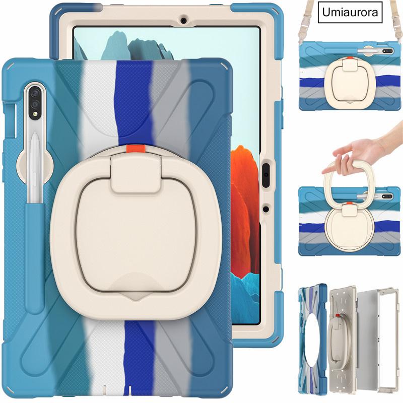 For Samsung Tab S10 FE 10.9 S7 S8 Plus S9 Ultra SM-X920 X820 X520 Heavy Duty Rugged Tablet Case Pull Ring Stand Shockproof Funda