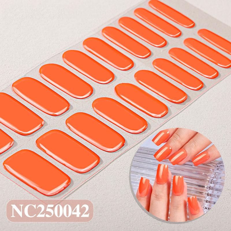 Hot Sell Custom Logo HEMA-Free Gel Polish Nail Stickers New Solid Color Styles Semi Cured Gel Nail Wraps 20 Gel Nail Strips