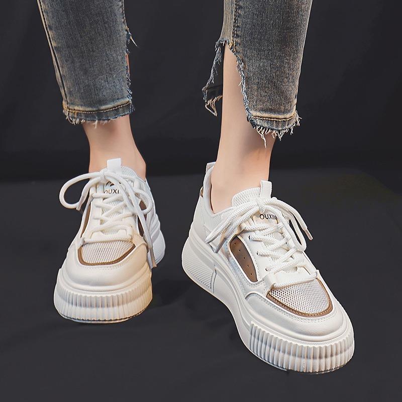 thick-soled mesh white shoes women show high spring and summer new casual board shoes niche net shoes 0