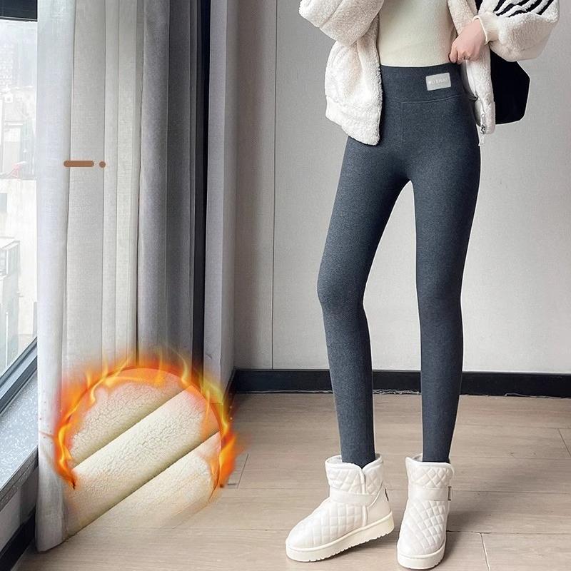 Lamb's Wool High-waisted Extra-thick Bottoms Women's Outer Wear Fall and Winter Padded and Thickened Large Size Elastic Thin Warm Cotton Pants