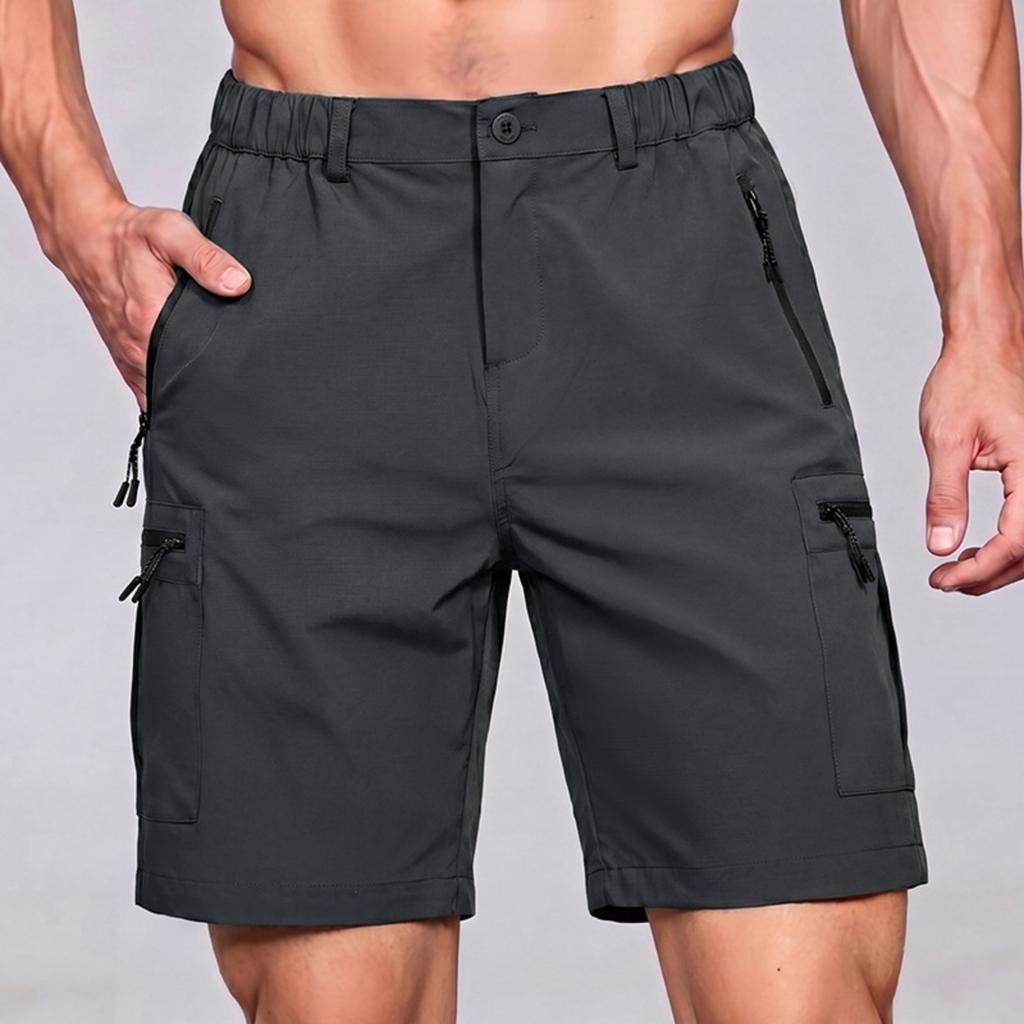 Men's Casual Drawstring Waist Lightweight Stretch Athletic Shorts with Zip Pockets Comfortable Fit Breathable Fabric