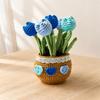 Potted Crochet Tulips Decors with Handcrafted Yarn Texture, Handmade Knitted Potted Flower for Tabletop Display, Gift for Women