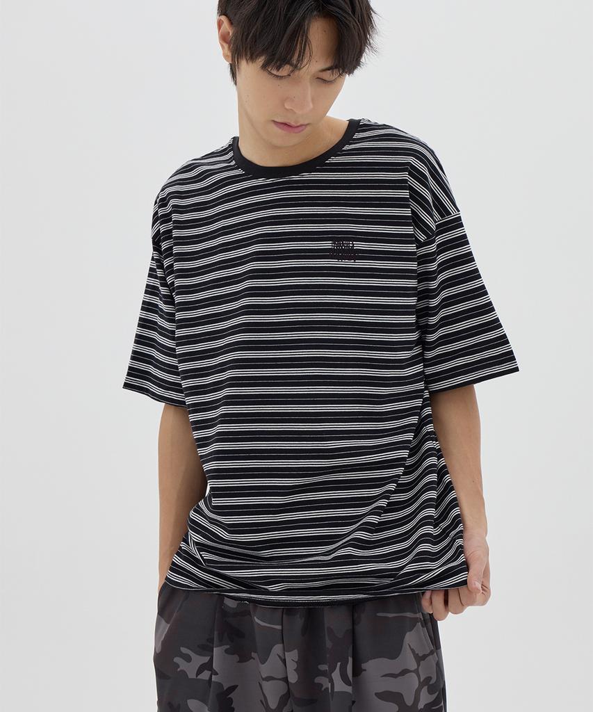 URBANAGE [2Pack] Striped Oversized Short Sleeve_4 Colors (Type A)