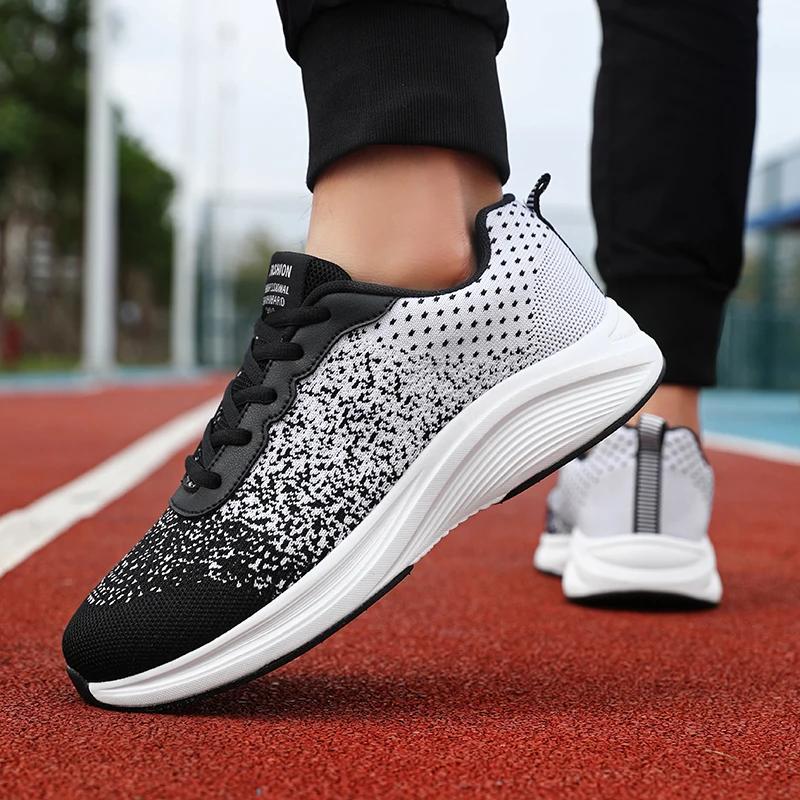 Unisex Oddychające buty z siateczki Damskie Męskie Antypoślizgowe Trampki Lekkie Buty Sportowe Płaskie Do chodzenia Atletyczne Do biegania Czarne Białe