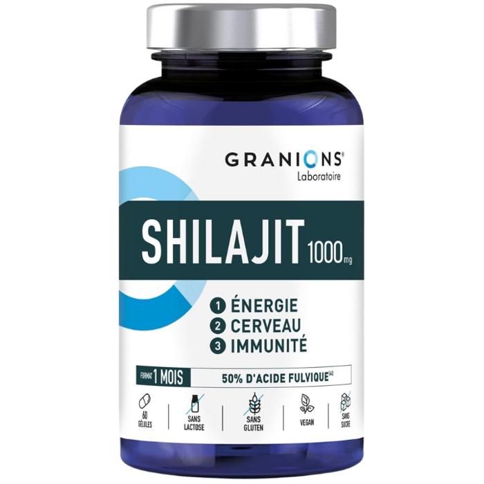 Granions - SHILAJIT 1000mg PURE HIMALAYA - Energie, Immunität & Konzentration - Reich an Vitamin B6 &; Fulvinsäure - 60 Kapseln
