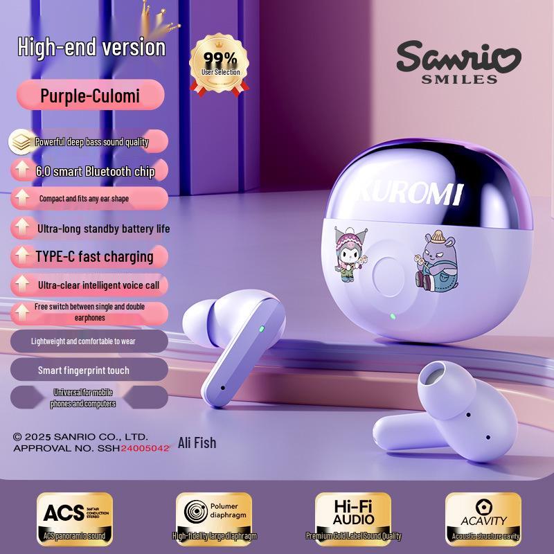 Sanrio K9 Bluetooth Noise-Canceling Cartoon Earbuds - Cute Mini Design with Ultra Long Battery Life
