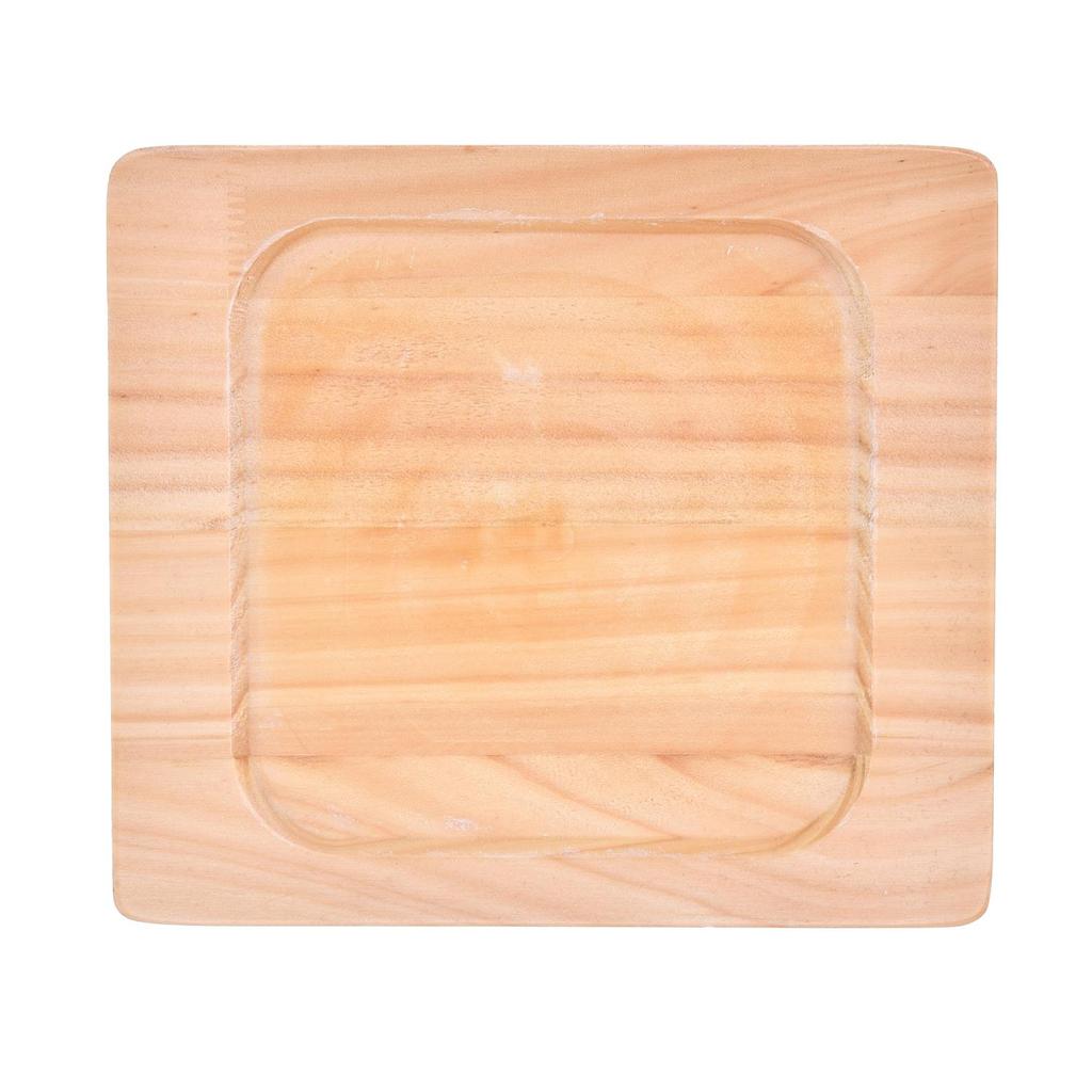 Cast Iron Grill Pan With Pinewood Base, MUSN DUKA