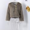 2024 Women Winter Fashion New Faux Fox Fur Coat Metal Button Thickened Warm Tops