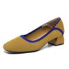 Heels for Women Knit Pump Shoes Low Heel Womens Dress Shoes Work Office Square Toe Casual Business Chunky Heels Slip On Dressy Heels for Women