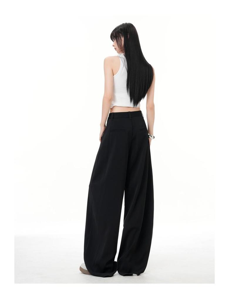 2026 Spring Women's Relaxed Wide-Leg Casual Pants: Loose, Versatile, Floor-Length Salt-Style Design