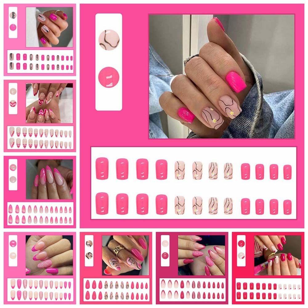 

Маникюрный материал Розовые накладные ногти Надавливание на ногти Розовое сердце Накладные ногти Носимый маникюр