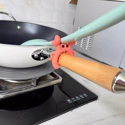 6Pcs Spatula Holders Heat-Resistant Anti-Scalding Compact Size Multipurpose Silicone Utensil Holders Crab-Shaped Spoon