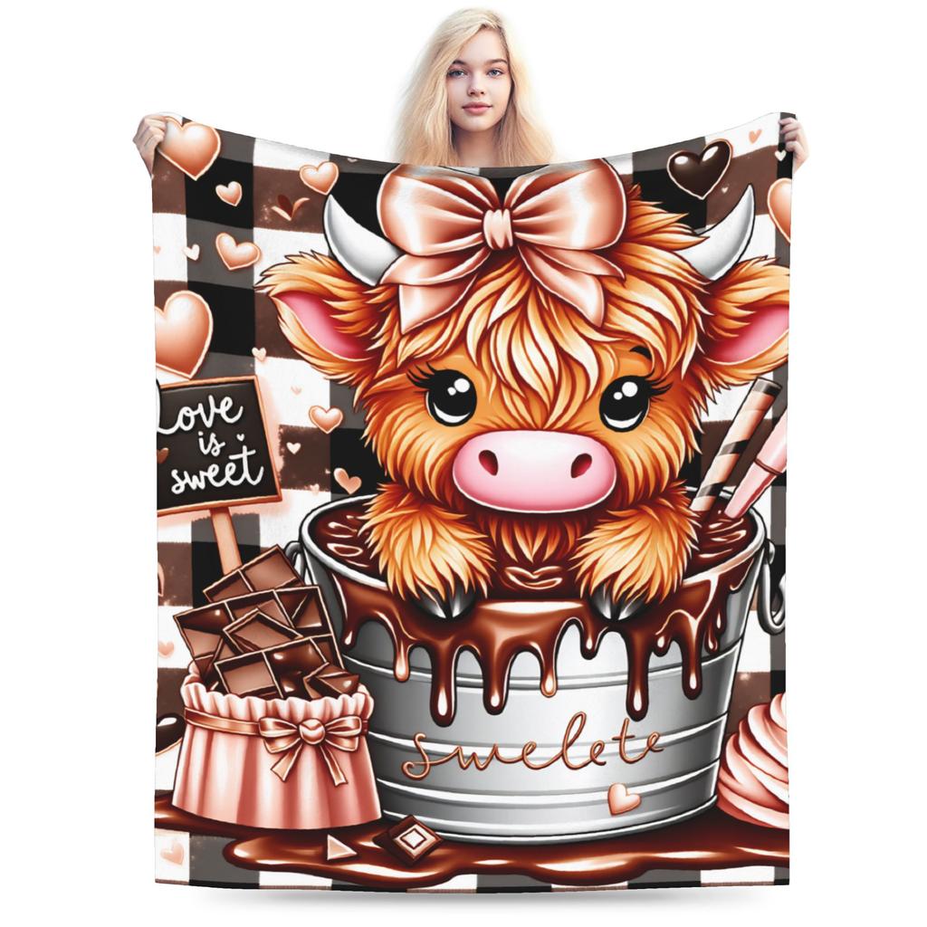 Soft Blanket Girls Boys Decorative Highland Cow Themed Throw Blanket  Flannel Bedspread For Outdoor Funny Sofa Bed Cover