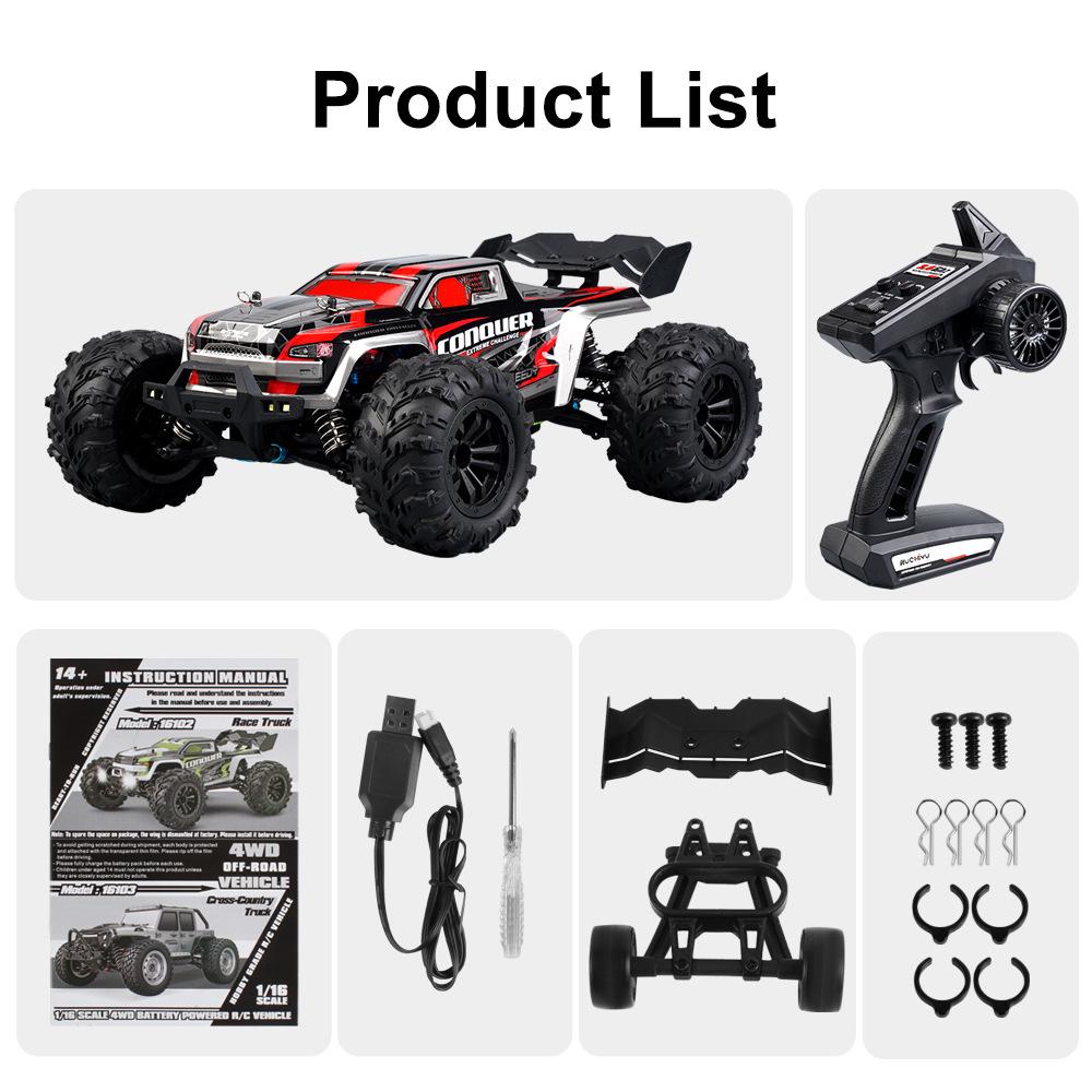 2.4G Remote Control High-Speed Off-Road Pickup Truck with Lights, Speed Up to 38KM/H, Stepless Speed Change Model Car.
