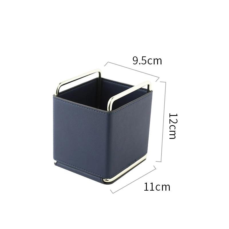 AhunderJiaz European Style Desktop Leather Organizer Cosmetic Brush Jewelry Storage Box Organizer Home Decoration