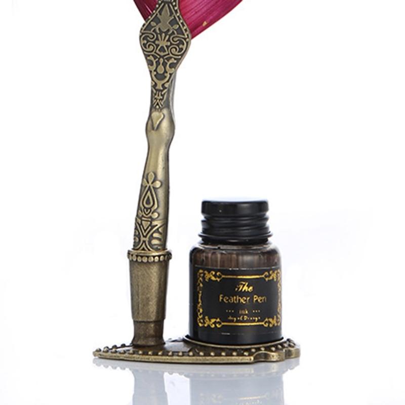 Vintage Signature Pen Calligraphy Pen for Writing, Delicate Gift Fancy Pen Feather Calligraphy Pen Set Luxury Quills Pen