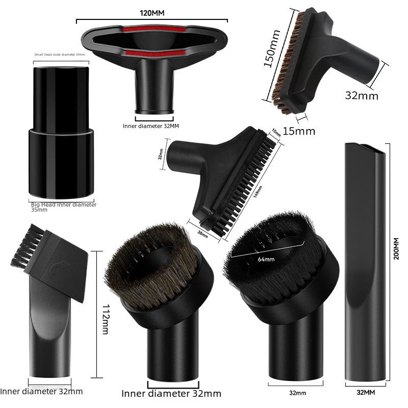 Philips Midea Vacuum Cleaner Accessory Set: 32mm PP Suction Head & 2-in-1 Round Brush (6-Piece).