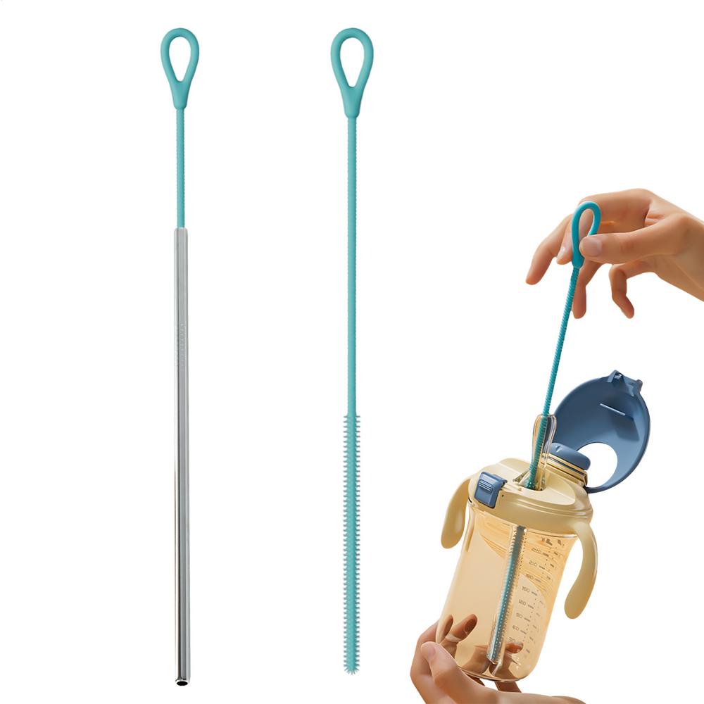 Strohhalmbürste 2 Stück Strohhalmreinigerbürste Extra lang Rutschfestes Silikon Reinigungswerkzeug 6 mm 9 mm Wiederverwendbarer Pfeifenreiniger für Deckel