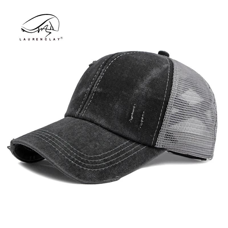 Criss Cross Hat Washed Distressed Baseball Cap Ponytail Hat High Messy Bun Ponycap for Women