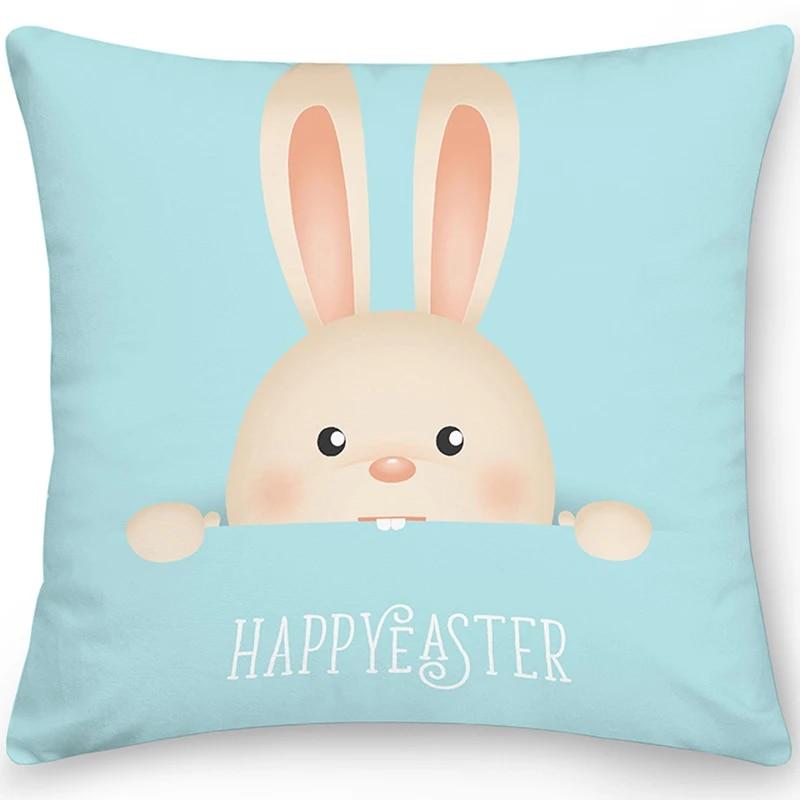 Home Decor Easter Pillowcase Sofa Cushion Cover Bedroom Room Decor Easter Bunny Egg Print Throw Pillow Case