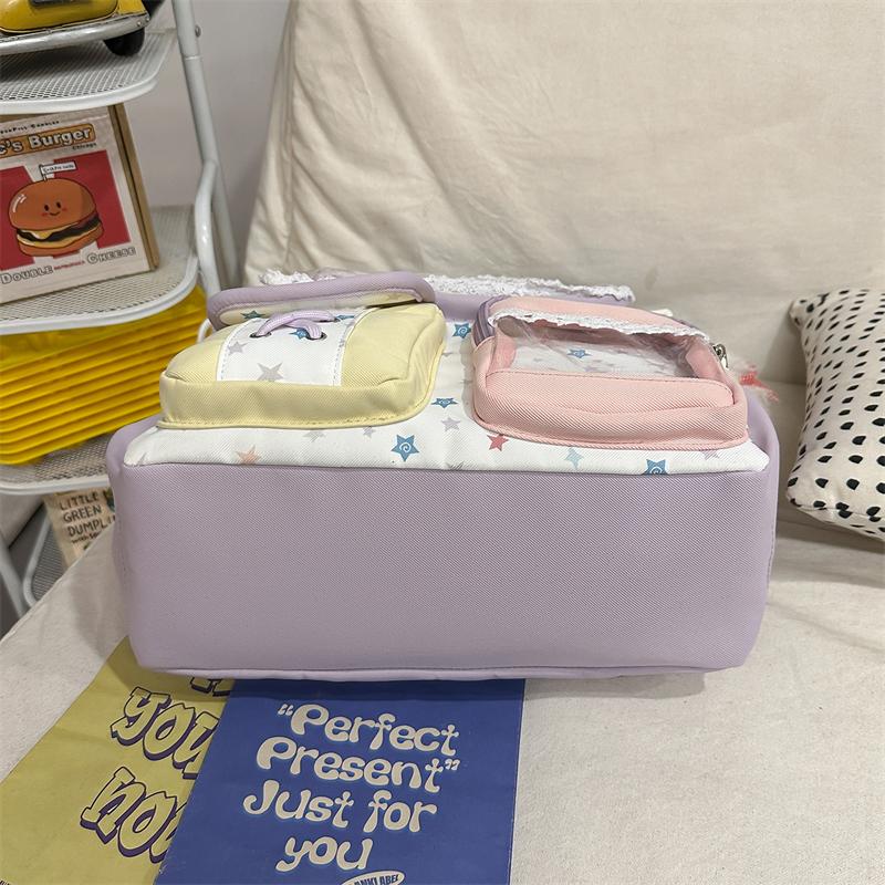 Women's Contrast Shoulder Bag Stars Print College Style Crossbody Bag