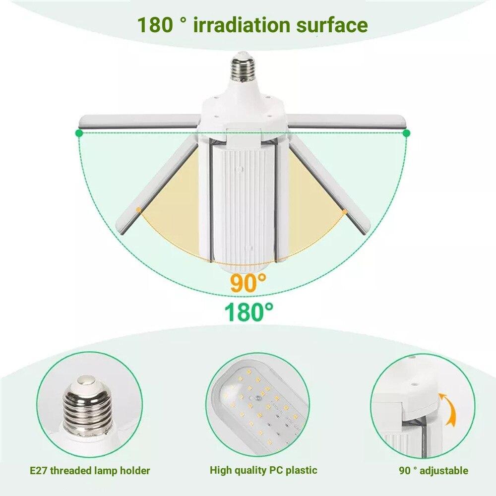24W 36W 48W LED Grow Light E27 Foldable Phyto Lamp Full Spectrum SMD2835 Bulb for Indoor Plants Bloom Flowering Grow Lamp Garden