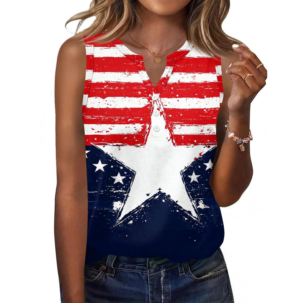 Square Collar Tank Top Women Print Tank Tee Casual Loose Fit Sleeveless Shirt