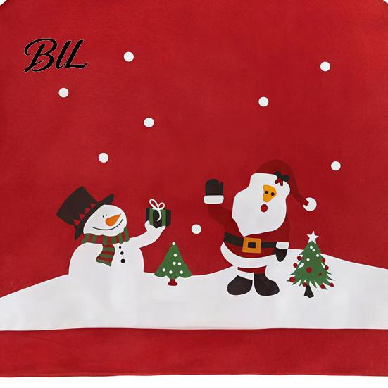 Seasonal Kitchen Chair Accessories Christmas Santa Snowman Cover, Festive Dining Covers Slipcover, Decorative Back Xmas Party Supplies Theme