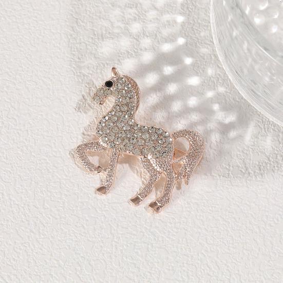 Broșă Pietre Strălucitoare Colorate Încrustate Design Cal Broșă Ac Insignă Rever Guler Costum Accesoriu Elegant