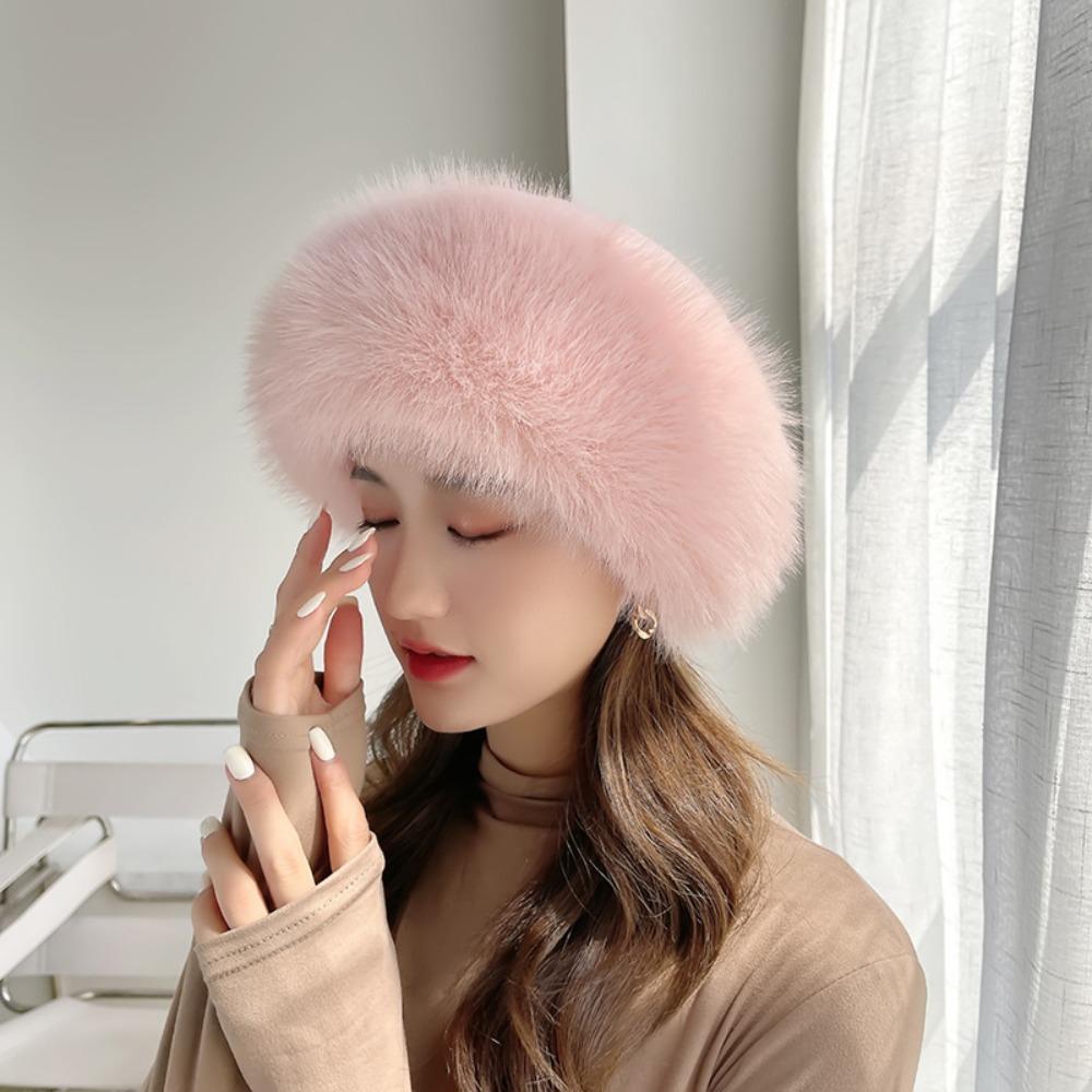 

Imitation Mink Hair Winter Hat Women Beret New Pullover Hat Beige