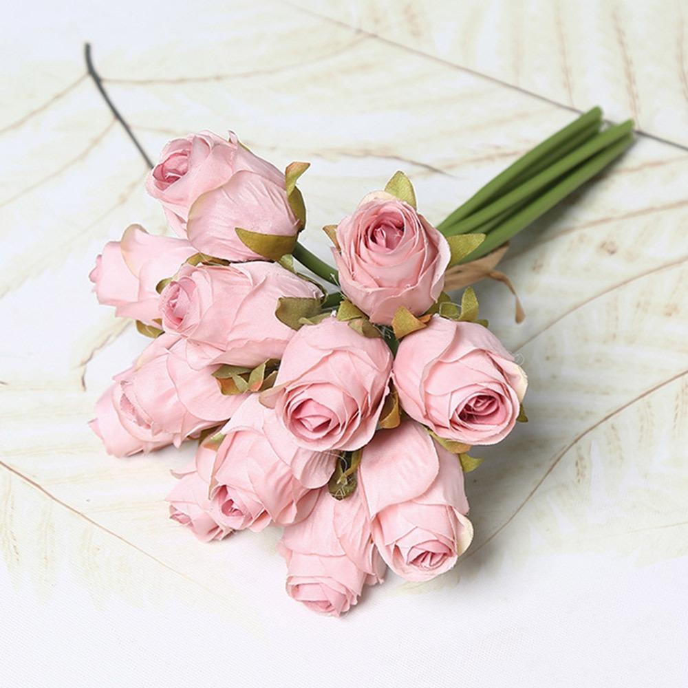 

12 Heads Simulation Rose Flower Multicolor Lifelike Flower Bouquet Home Decoration світло-рожевий колір