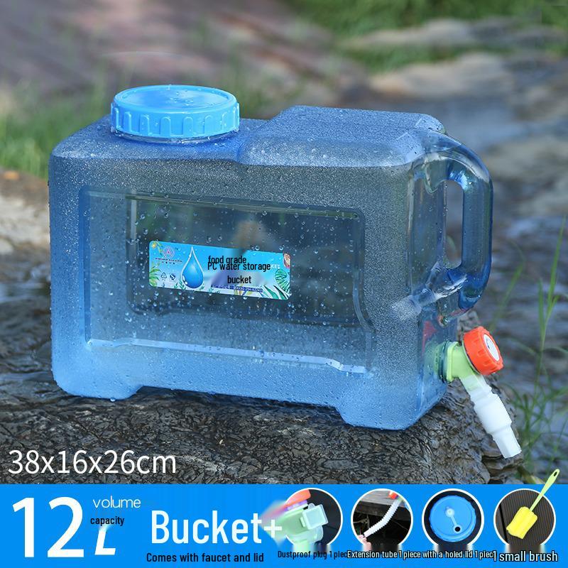 Portable Self-Driving Water Storage Bucket with Faucet - Food-Grade PC Plastic for Outdoor and Car Use