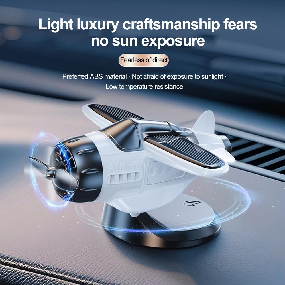 Non-Toxic 360 Rotary Car Solar Airplane Ornaments Creative Solar-Powered Aircraft Model For Car Center Console Multiple Colors Car Decor