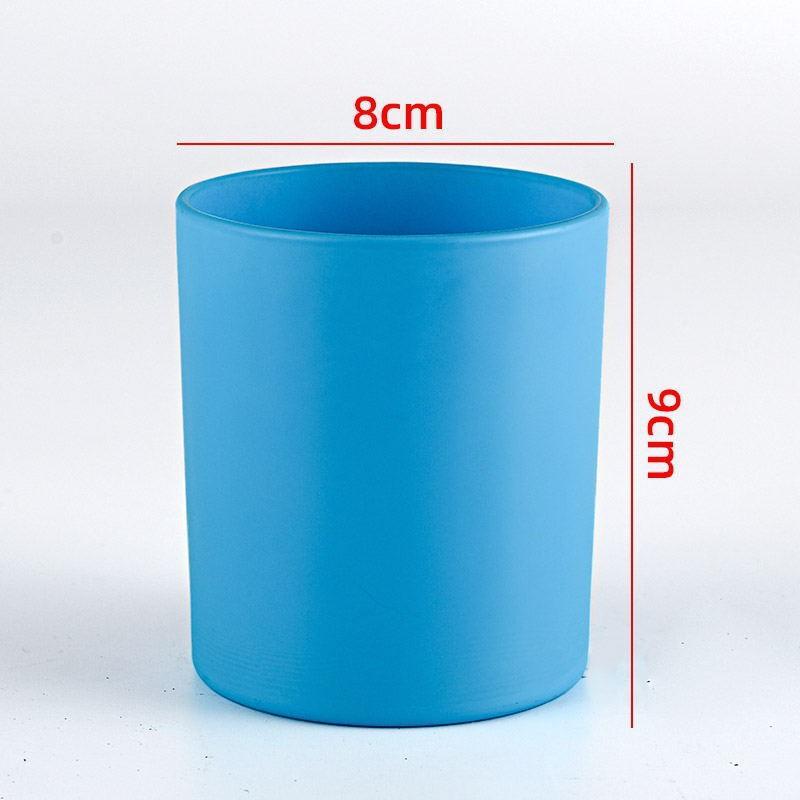 Colored Frosted Glass Candle Jar with Optional Lid - Creative Wide Mouth Design
