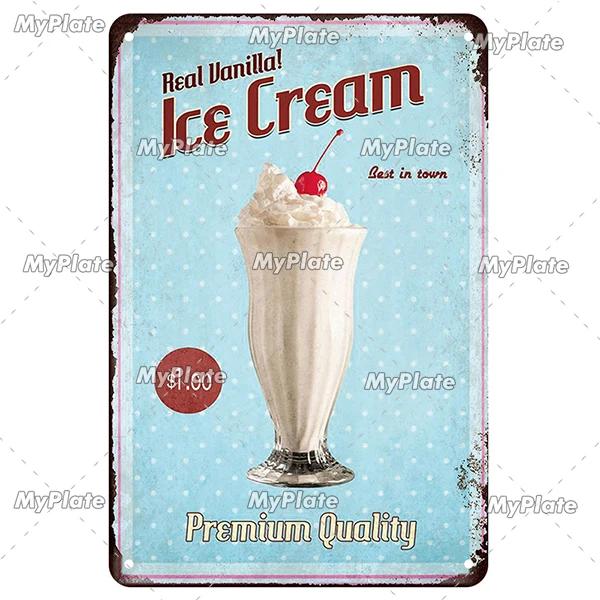 [MyPlate]Ice Coffee Metal Sign Vintage Plaque Tin Sign Kitchen Decor For Bar Sign Club Decoration Man Cave Plate Tea Poster