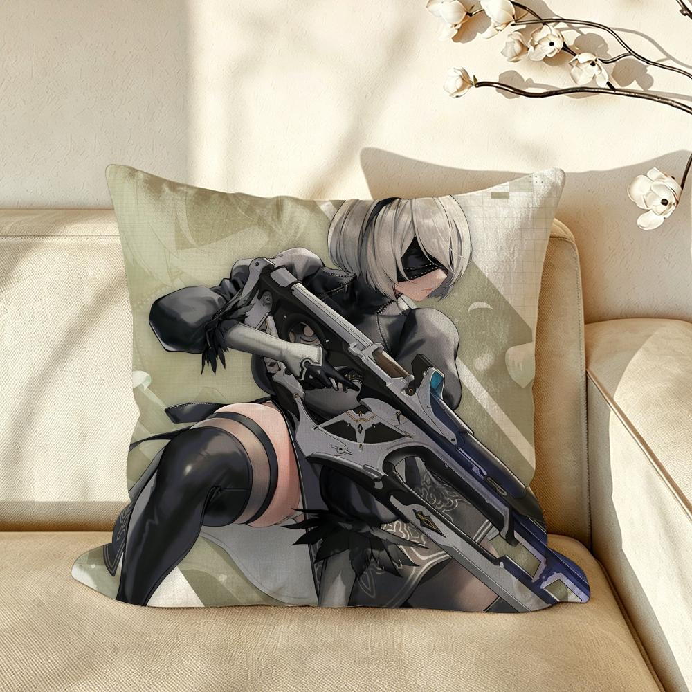 Game NNieR AAutomata Cushion Cover Pillow Case Antidustmite Pillowcase Silky Short Plush Sofa Cushion Cover hot