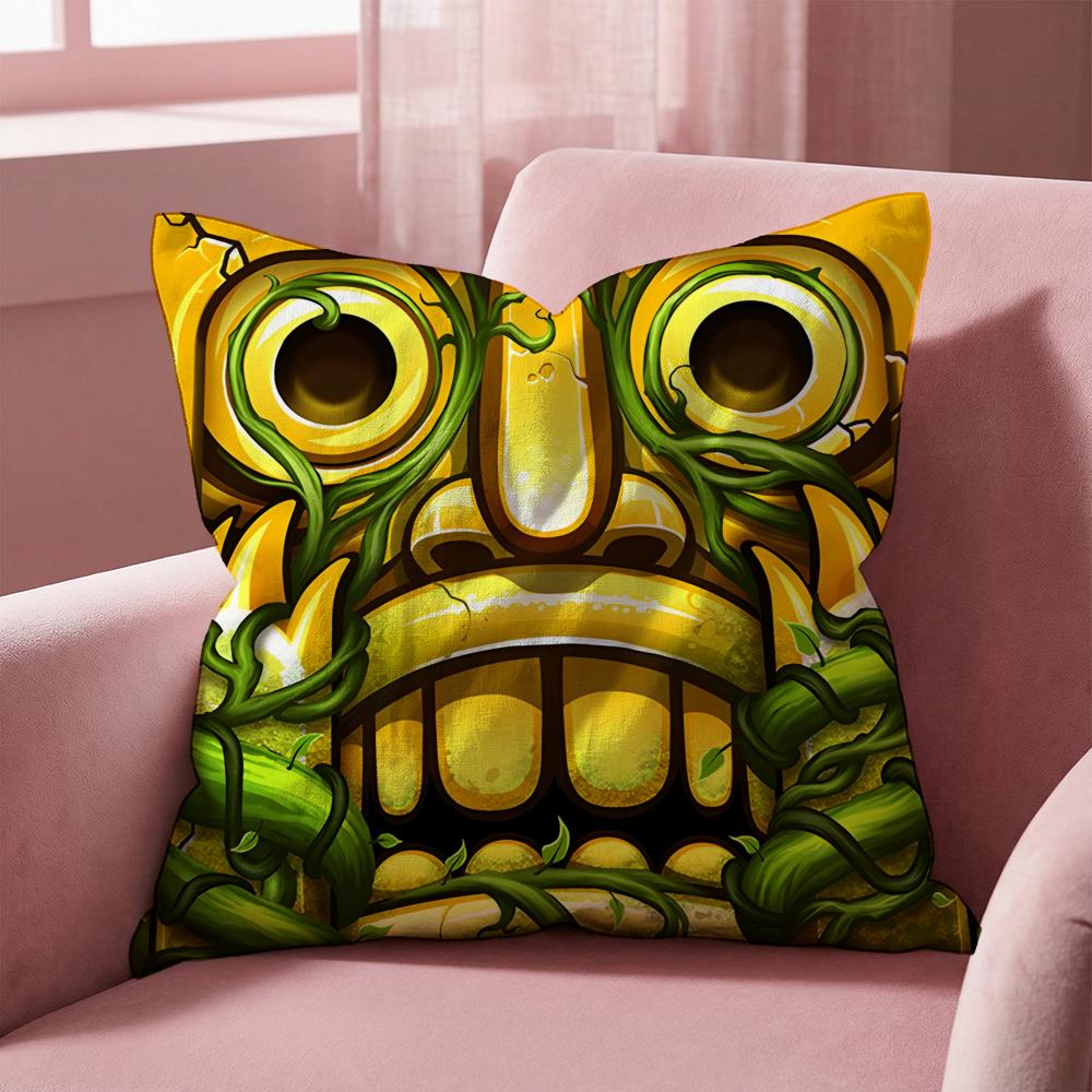 Temple Run Cushion Cover Multi-Scene Pillow Cover for Home & Car - Reversible, Soft & Durable for Daily Use
