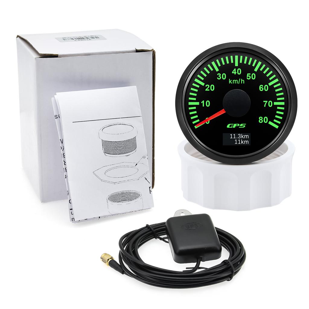 52mm GPS Speedometer 30/60/80/120/200 KMH Speed Meter With GPS Antenna For  Marine Boat Car 7 Color Backlight Odometer 12V 24V