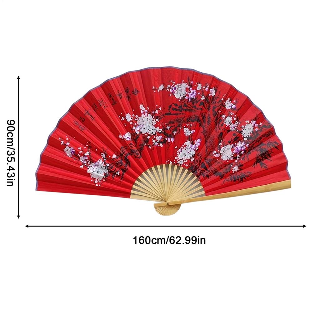 Riesiger Wandventilator Faltbarer Bambusfächer Groß Groß Hand Klassischer Wandmontage-Ventilator Wohnzimmer-Dekoration Pflaumenfächer Chinesische Dekoration