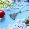 Hollow Christmas Tree Star Top Mixed Green and Clear Stone Pendant Holiday Women Clavicle Necklace