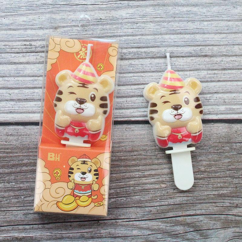 New Product Little Tiger Birthday Candle Cartoon Zodiac Sign Tiger Baby Birthday Party Animal Cake Decoration Ornament